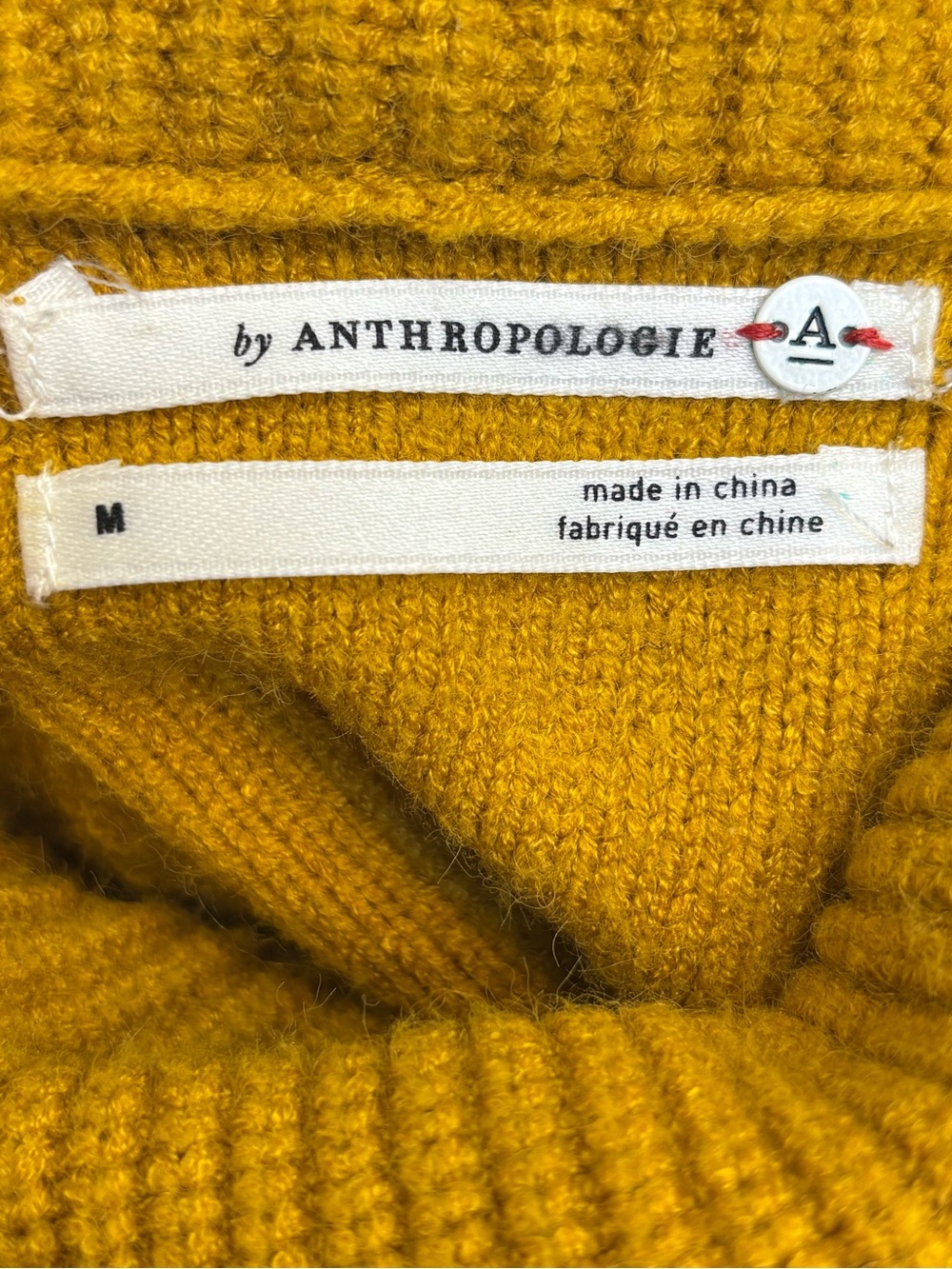 Anthropologie Mustard Yellow Cowl Neck Tunic Sweater Size Medium - Picture 6 of 7